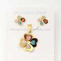 Fashion style photo locket & clover earring jewelry set wholesale